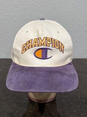Vintage‎ 90s Champion SnapBack Hat with Suede Brim RARE